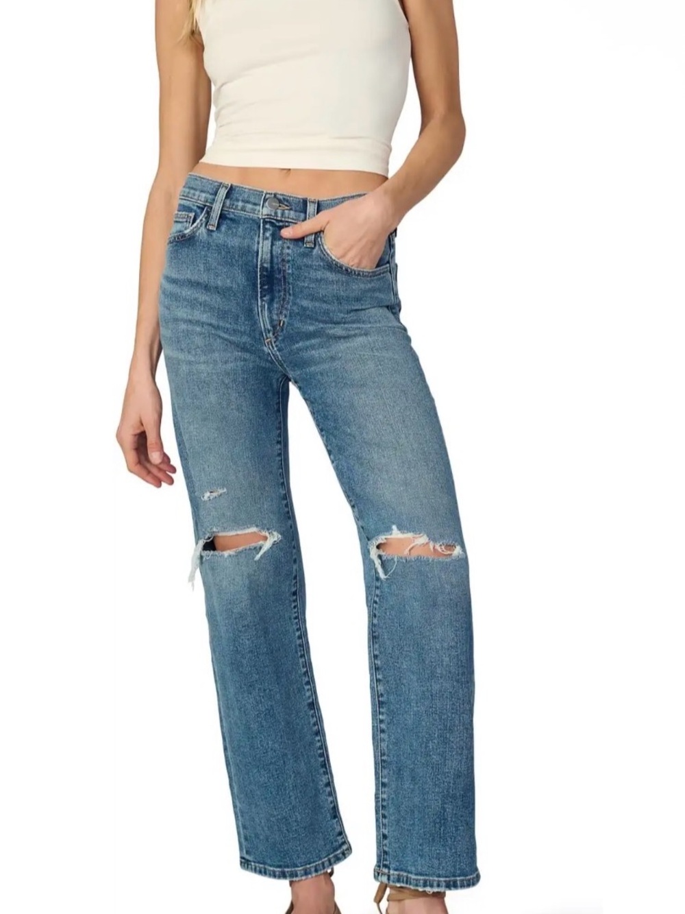 Joe's Jeans Blue Straight Leg Ripped Denim
